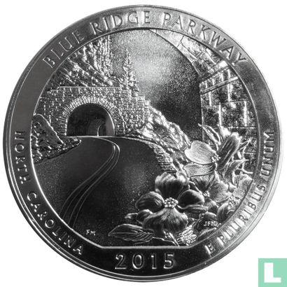 United States ¼ dollar 2015 (5oz silver - without mintmark) "Blue Ridge Parkway" - Image 1