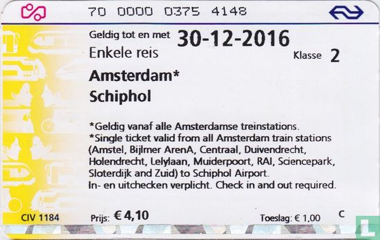 Enkele reis Amsterdam - Schiphol - Image 1