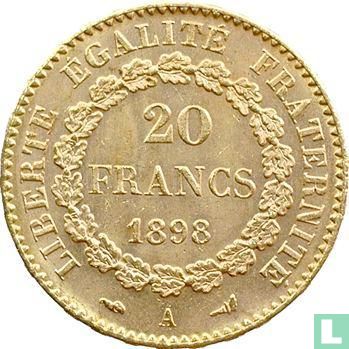 Frankrijk 20 francs 1898 - Afbeelding 1