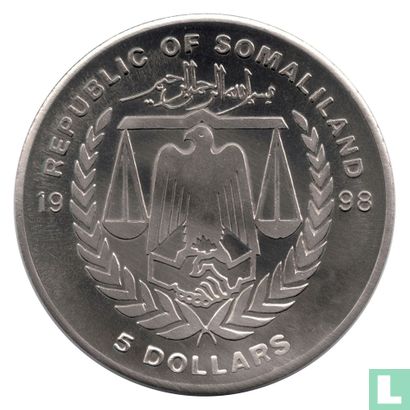 Somaliland 5 Dollars 1998 (Copper-Nickel - Normal) - Afbeelding 1