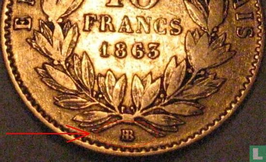 Frankrijk 10 francs 1863 (BB) - Afbeelding 3