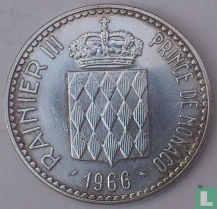 Monaco 10 francs 1966 "100th Anniversary of the Accession of Prince Charles III" - Afbeelding 1
