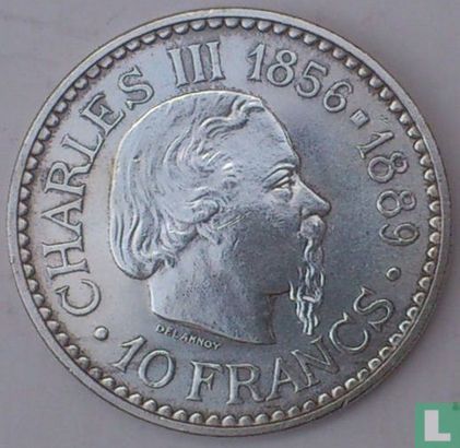 Monaco 10 francs 1966 "100th Anniversary of the Accession of Prince Charles III" - Image 2