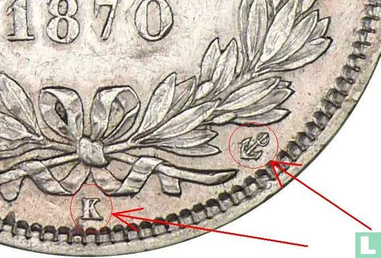 France 5 francs 1870 (K - ancre) - Image 3