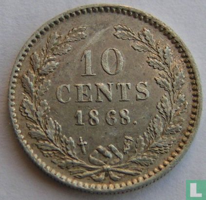 Nederland 10 cents 1868 - Afbeelding 1