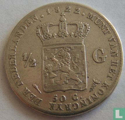 Pays-Bas ½ gulden 1822 (avec MICHAUT) - Image 1