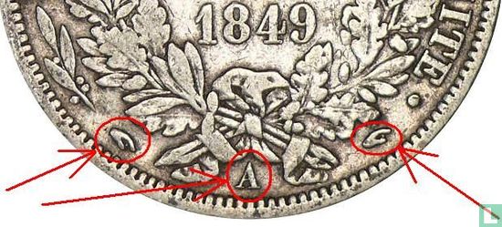 Frankrijk 5 francs 1849 (Ceres - A - hand en hand) - Afbeelding 3
