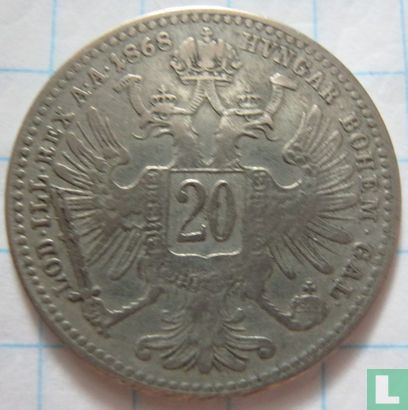Oostenrijk 20 kreuzer 1868 - Afbeelding 1