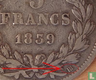 France 5 francs 1839 (BB) - Image 3