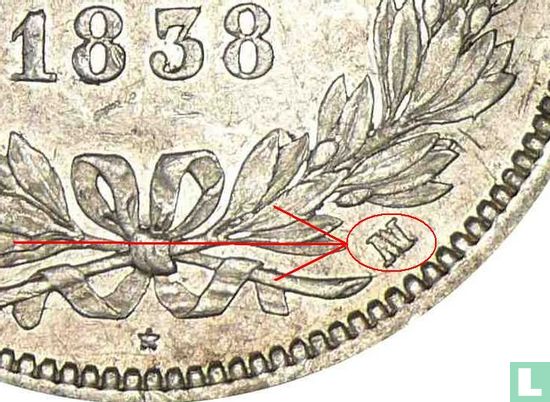 Frankrijk 5 francs 1838 (MA) - Afbeelding 3