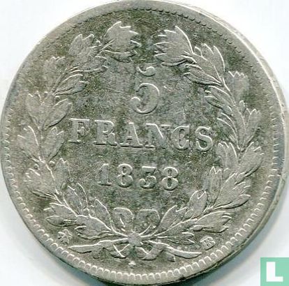 France 5 francs 1838 (BB) - Image 1