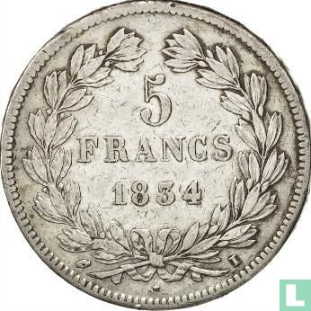 Frankrijk 5 francs 1834 (I) - Afbeelding 1