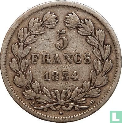 Frankrijk 5 francs 1834 (D) - Afbeelding 1