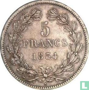 Frankrijk 5 francs 1834 (B) - Afbeelding 1