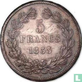 Frankrijk 5 francs 1833 (I) - Afbeelding 1