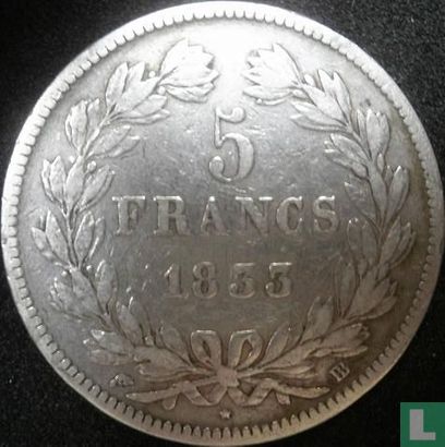 Frankrijk 5 francs 1833 (BB) - Afbeelding 1