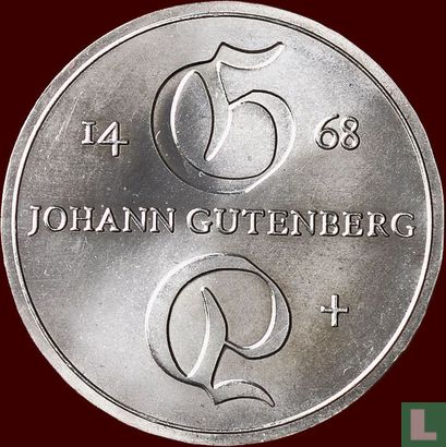RDA 10 mark 1968 "500th anniversary Death of Johannes Gutenberg" - Image 2