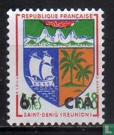 Coat of arms Saint Denis de la Réunion, with overprint