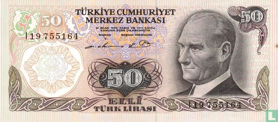 Turkey 50 Lira ND (1976/L1970) - Image 1