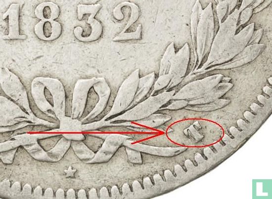 France 5 francs 1832 (T) - Image 3