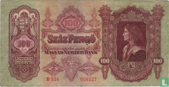 Hongarije 100 Pengö 1930 - Afbeelding 1