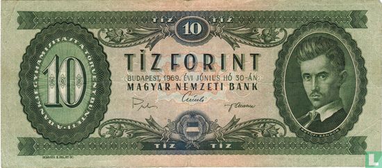 Hongarije 10 Forint 1969 - Afbeelding 1