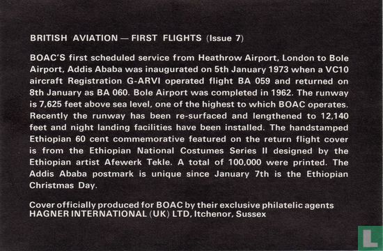 GB FDC British Aviation First Flights Addis Ababa London - Afbeelding 3