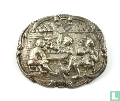Zilveren Broche Met Hollands Tafereel - Afbeelding 1