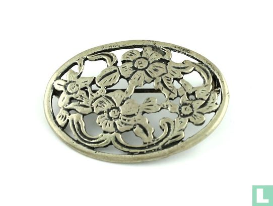 Zilveren Broche Met Bloemen - Image 1