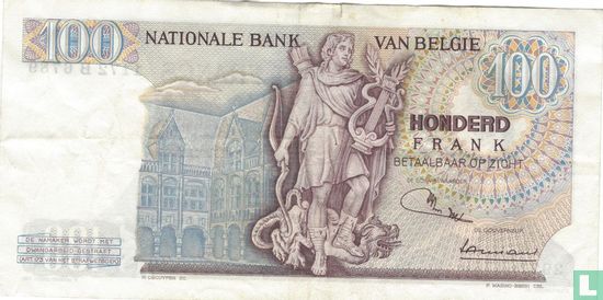 Belgium 100 Frank 1970   - Image 2