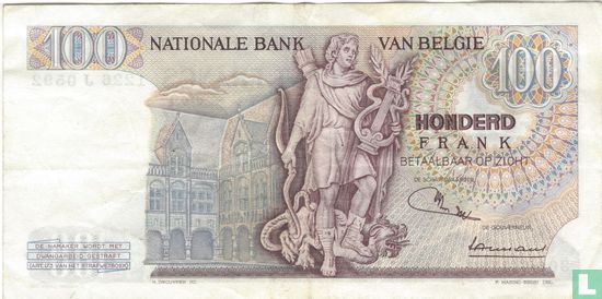 Belgium 100 Frank 1970    - Image 2