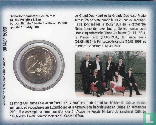 Luxemburg 2 Euro 2006 (Coincard) "25th Birthday of Prince Guillaume" - Bild 2