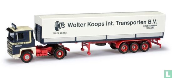 Scania 141 canvas semitrailer 'Wolter Koops'