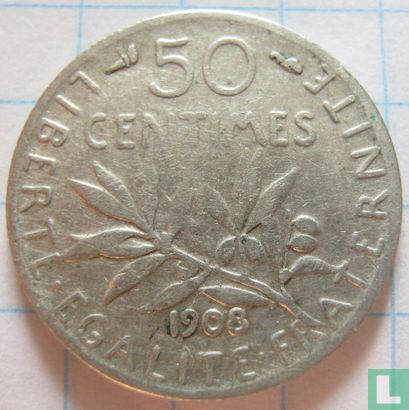 Frankrijk 50 centimes 1908 - Afbeelding 1