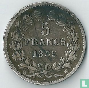 France 5 francs 1839 (BB) - Image 1