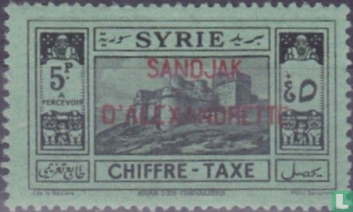 Opdruk op portzegels Syrie 