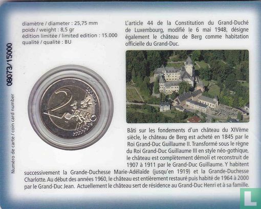 Luxemburg 2 euro 2008 (coincard) "Château de Berg" - Afbeelding 2
