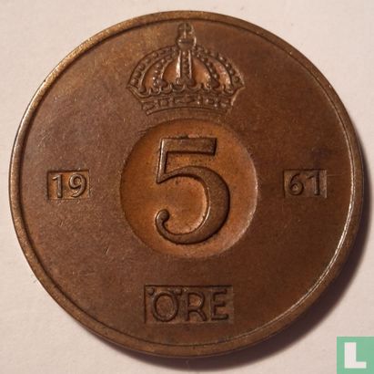 Suède 5 öre 1961 (U) - Image 1