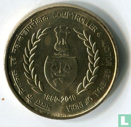 India 5 rupees 2010 (Calcutta) "150th Anniversary of Comptroller and Auditor General of India"  - Afbeelding 1