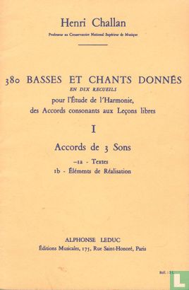 380 Basses et Chants donnés en dix recueils pour l'Etude de l'Harmonie, des Accords consonants aux Leçons libres - Afbeelding 1