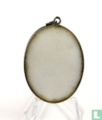 Zilveren hanger met een steen met bloemdecor  - Afbeelding 2