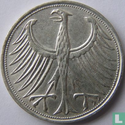 Allemagne 5 mark 1956 (J) - Image 2