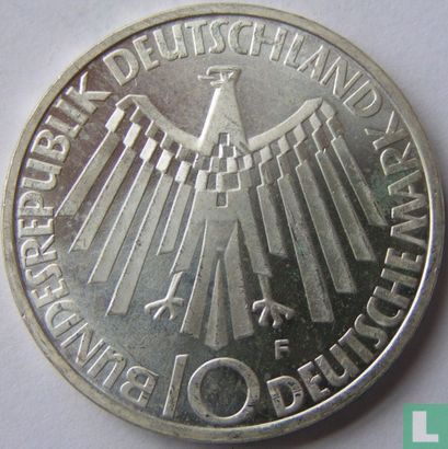 Duitsland 10 mark 1972 (F - type 1) "Summer Olympics in Munich - Spiraling symbol" - Afbeelding 2