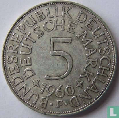Duitsland 5 mark 1960 (F) - Afbeelding 1