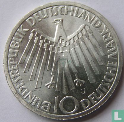 Allemagne 10 mark 1972 (J - type 2) "Summer Olympics in Munich - Spiraling symbol" - Image 2