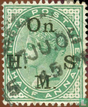 Queen Victoria with large imprint On H.M.S.