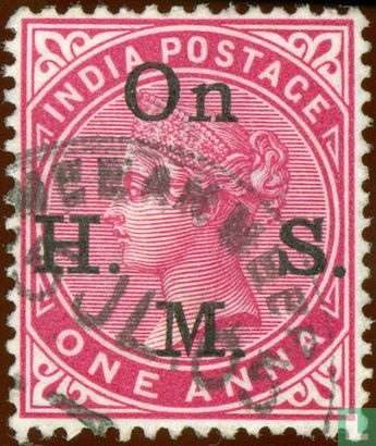 Queen Victoria with large overprint On H.M.S.