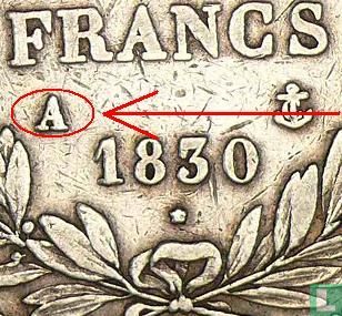 Frankreich 5 Franc 1830 (Louis Philippe I - Vertieften Text - A) - Bild 3