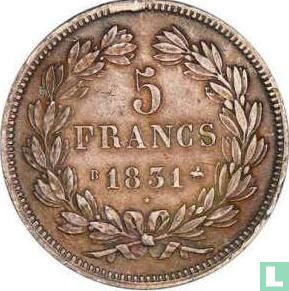 Frankreich 5 Franc 1831 (Relief Text - Eichenbekränzte Haupt - B) - Bild 1