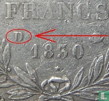 Frankrijk 5 francs 1830 (Louis Philippe I - Tekst incuse - D) - Afbeelding 3
